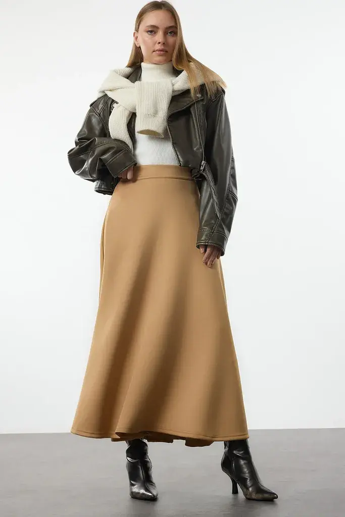 Trendyol Modest Ženska suknja Tctaw25Ee00009, Bež