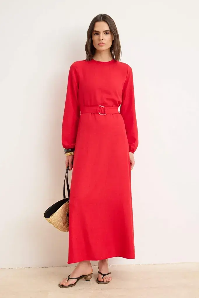 Trendyol Modest Ženska haljina Tctss25Eb00096, Crvena