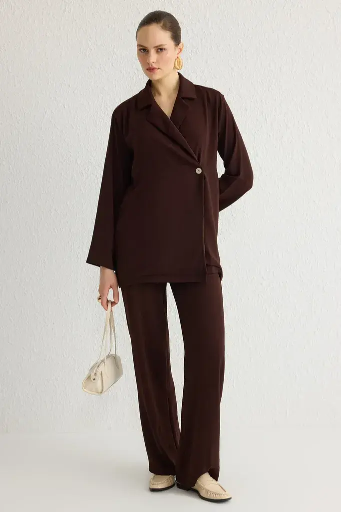 Trendyol Modest Ženski komplet Tctss25Us00001, Smeđi
