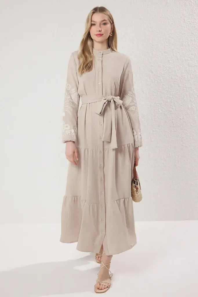 Trendyol Modest Ženska haljina Tctss25Eb00116, Bež