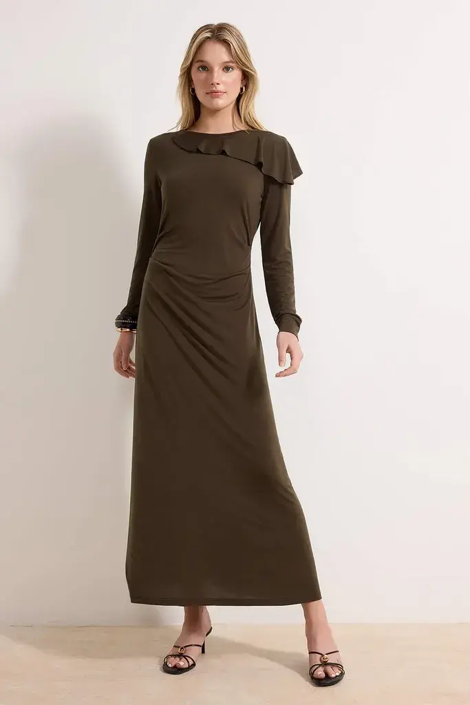 Trendyol Modest Ženska haljina Tctss26Eb00015, Smeđa
