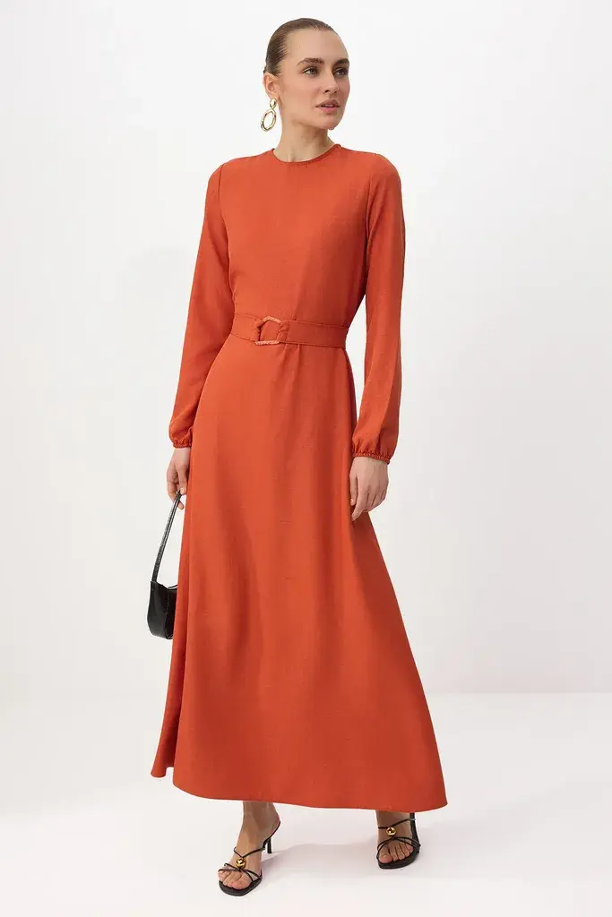 Trendyol Modest Ženska haljina Tctss25Eb00096, Narandžasta
