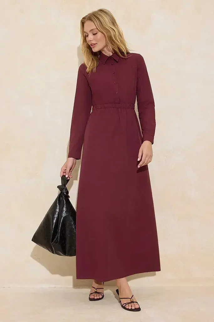 Trendyol Modest Ženska haljina Tctss26Eb00003, Bordo