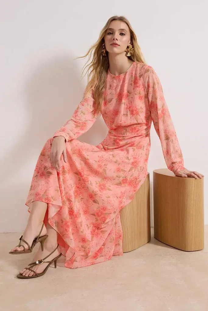 Trendyol Modest Ženska haljina Tctss26Eb00050, Roza