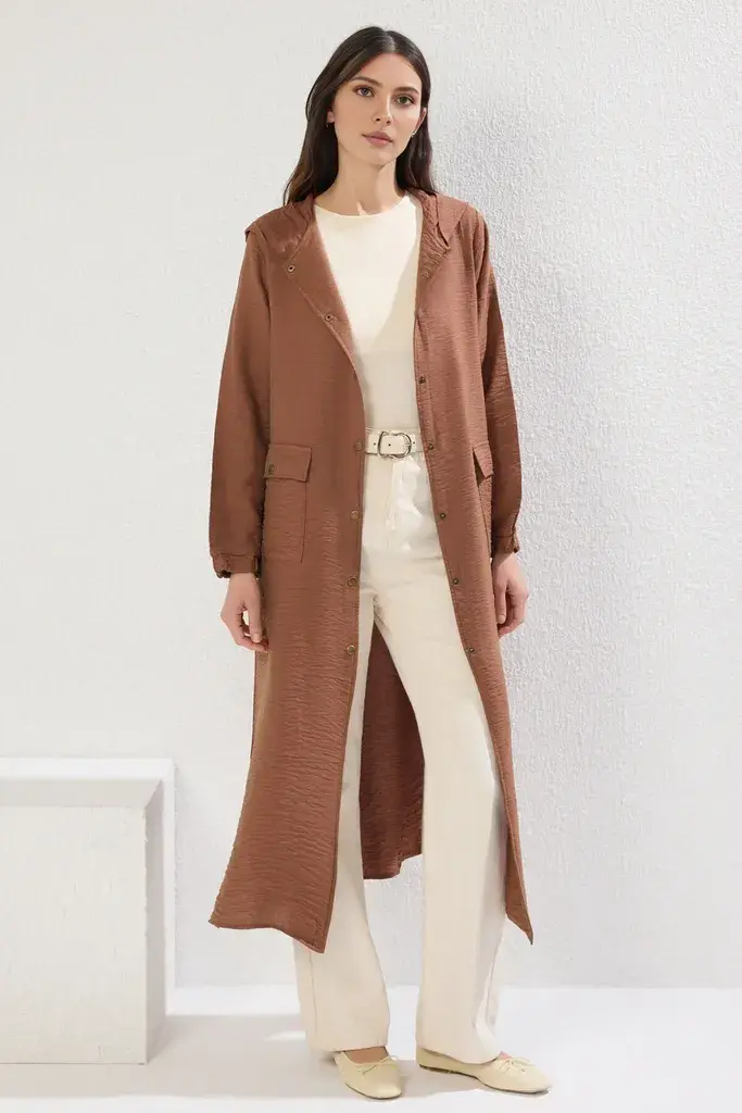 Trendyol Modest Ženski kardigan Tctss25Kf00005, Smeđi