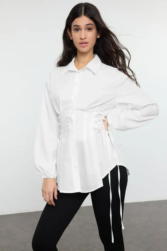 Trendyol Modest Ženska košulja Tctss25Tg00003, Krem