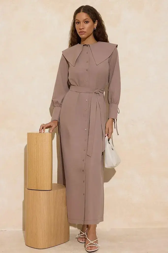 Trendyol Modest Ženska haljina Tctss26Eb00001, Bež