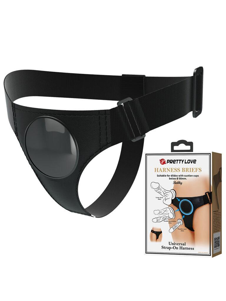 Strap On Pretty Love Bobby Harness Briefs, Crni