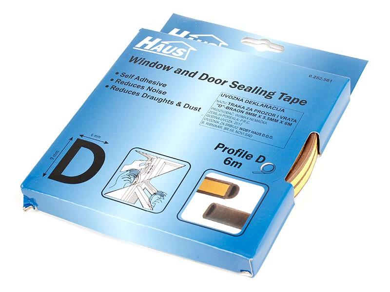 HAUS Traka za prozore i vrata D, 9x5.5mm, 6m, Braon