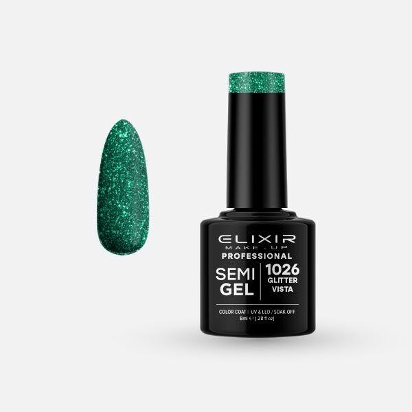 Elixir Gel lak Semi 1026, Glitter Vista, 8ml