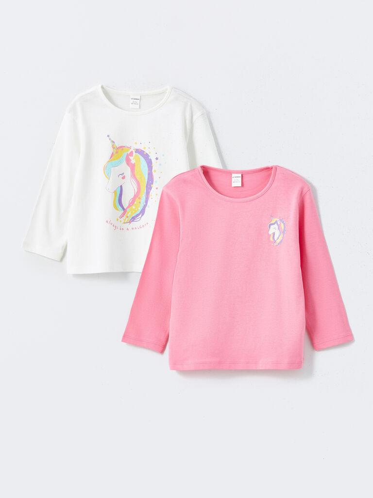 LC Waikiki Majica za devojčice, S57980Z1-FNL,2 komada, Roze-bela