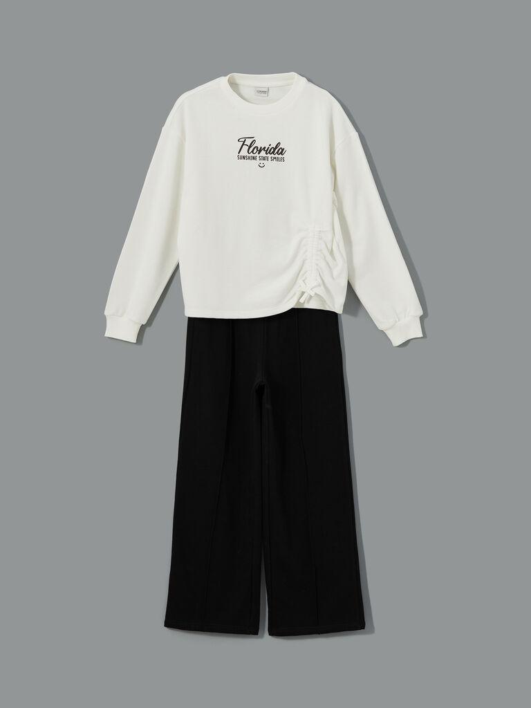 LC Waikiki Komplet za devojčice S50597Z4-FDH, Duks i pantalone, Belo-crni