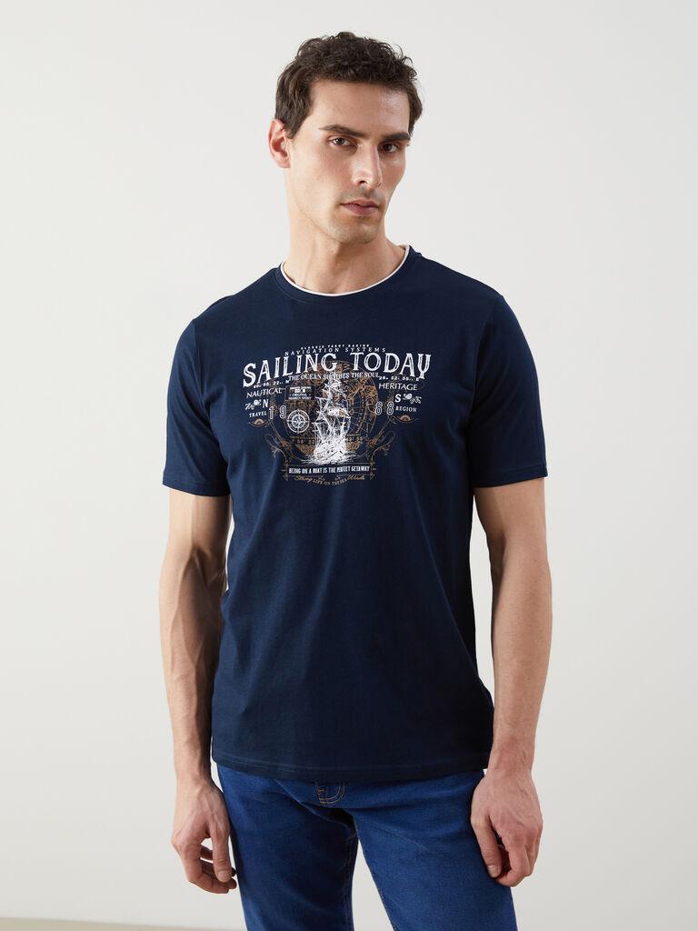 LC Waikiki Muška majica S5FF80Z8-DWP, Kratki rukavi, Teget