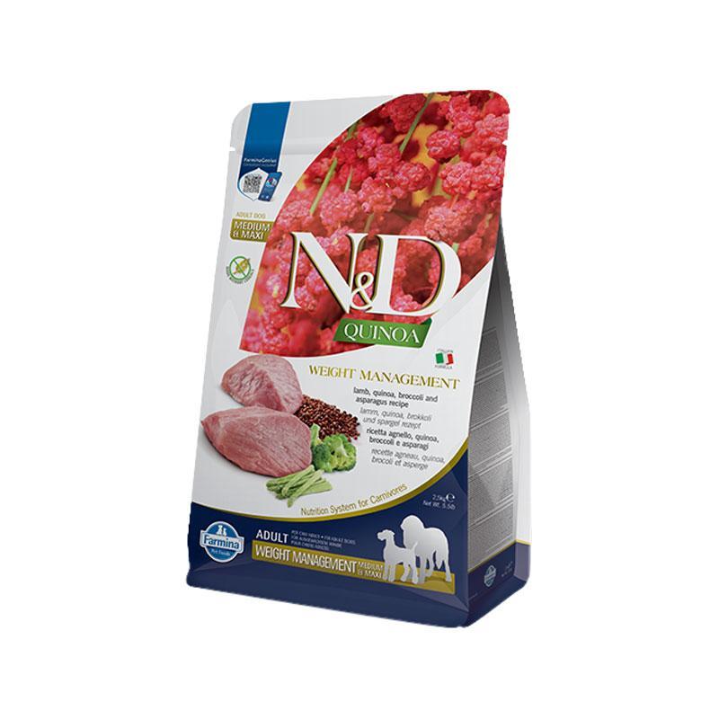 ND Suva hrana za odrasle pse Quinoa Weight management, Jagnjetina, 0.8kg