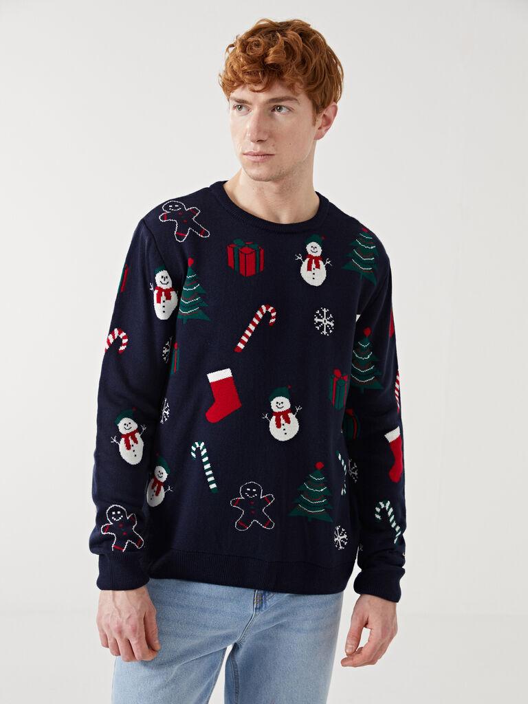 LC Waikiki Muški džemper W4EF99Z8-HFH, Okrugli izrez, Teget