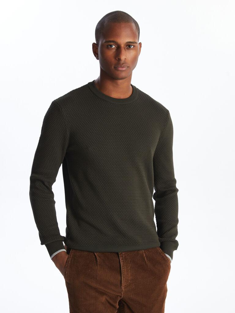 LC Waikiki Muški džemper W47100Z8-VVG, Okrugli izrez, Kaki