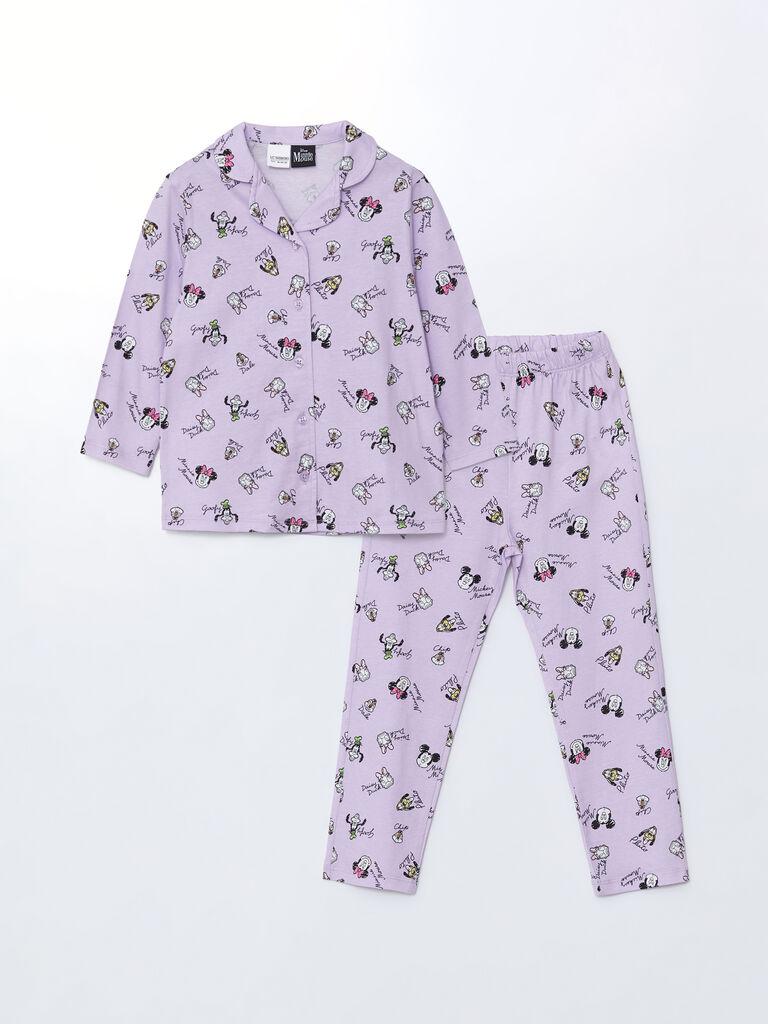 LC Waikiki Komplet pidžama za devojčice S55028Z1-LSC, Dugi rukavi, Ljubičasti