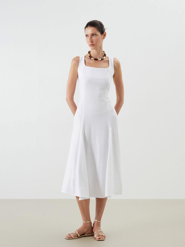 LC Waikiki Ženska haljina S5QR96Z8-R9J, Midi, Bela