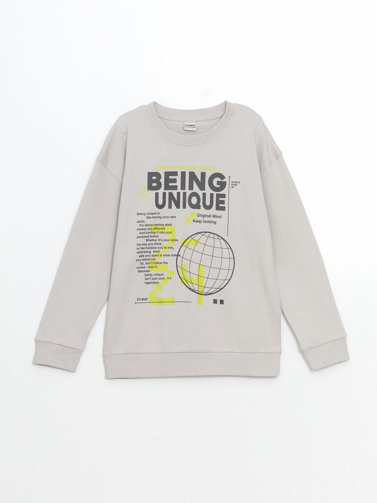 LC Waikiki Duks za dečake S52785Z4-G5K, Okrugli izrez, Sivi