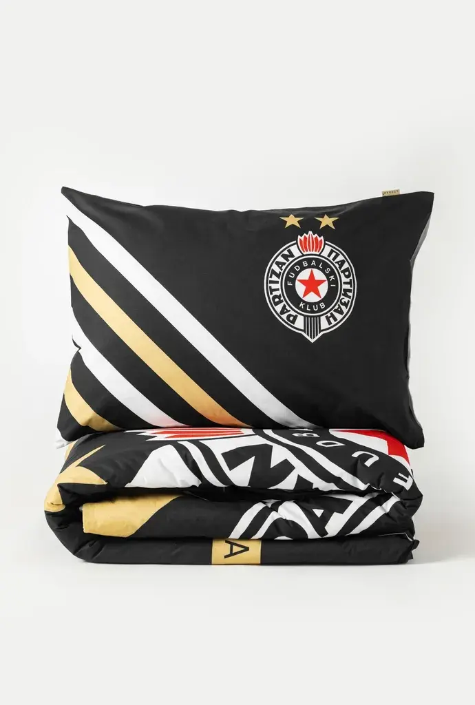 Stefan Komplet posteljina Partizan, 140x200cm, 2 dela, Crno-bela