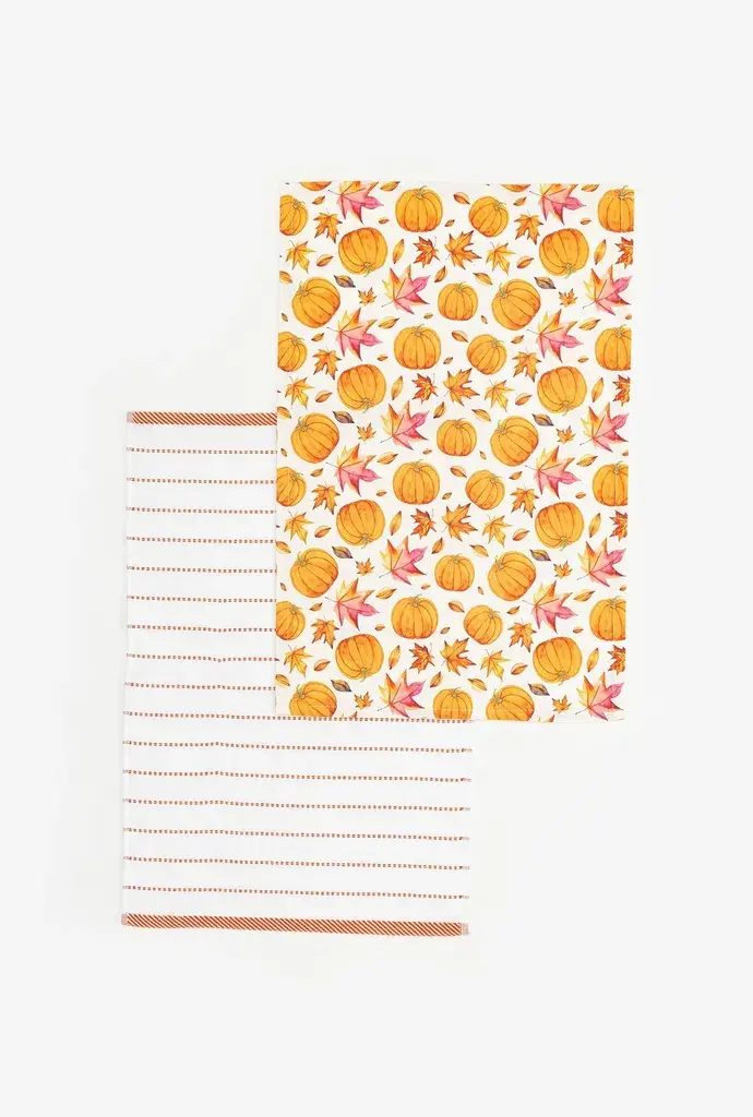 Stefan Set Kuhinjska krpa, 40x60cm i Peškir, 50x70cm, Belo-narandžasti