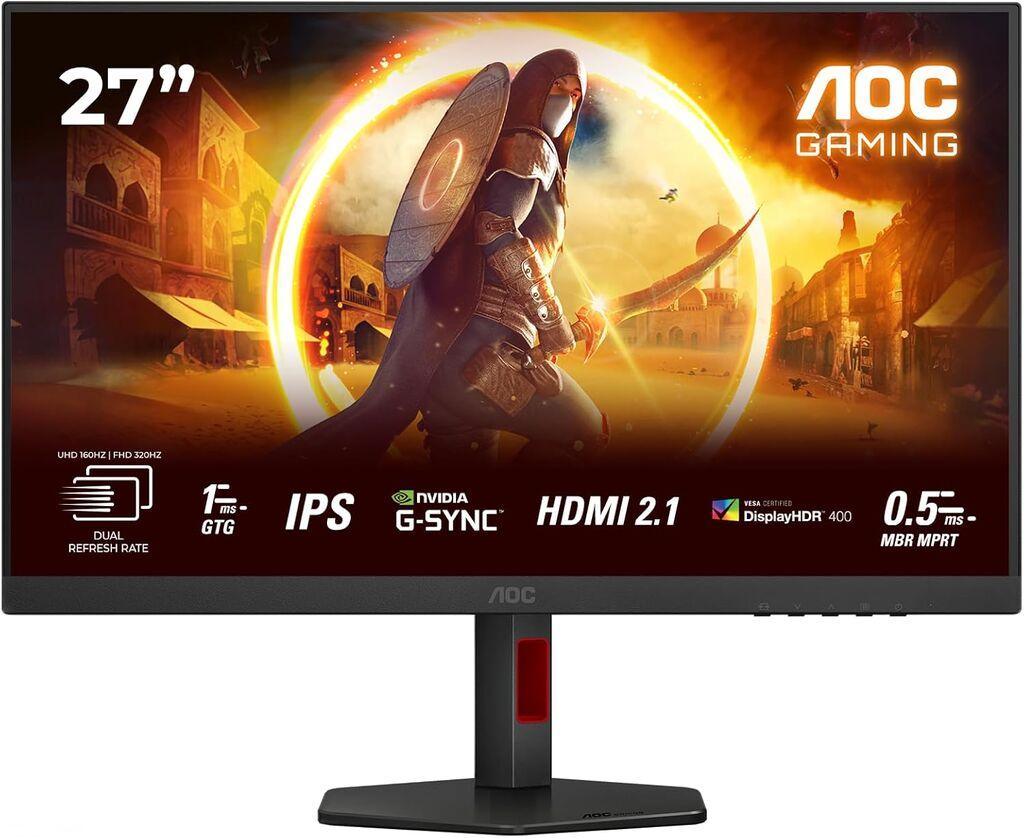 AOC Gejming monitor U27G4R, 27", IPS, 4K UHD, do 320 Hz, 1 ms, Adaptive Sync, Crni