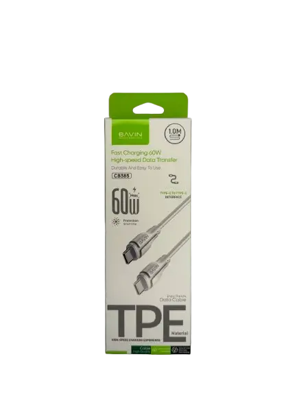 Bavin Kabl CB385CC, Tip-C na Tip-C, 60W, 1m, Beli