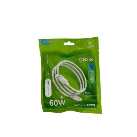 Bavin Kabl CB384CC, Tip-C na Tip-C, 60W, 1m, Pleteni, Beli