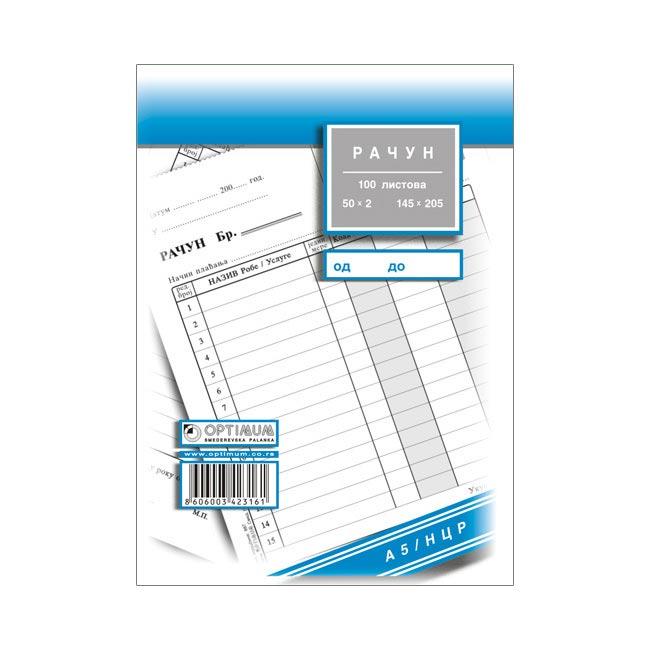 Račun A5 ncr bez pdv-a