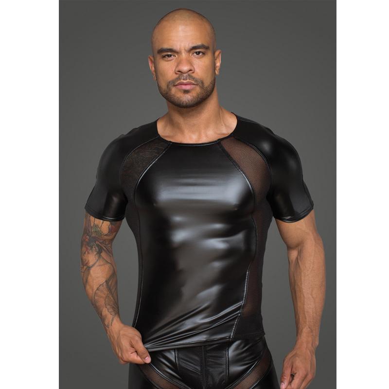 Noir Handmade Muška seksi majica Power Wetlook, Crna