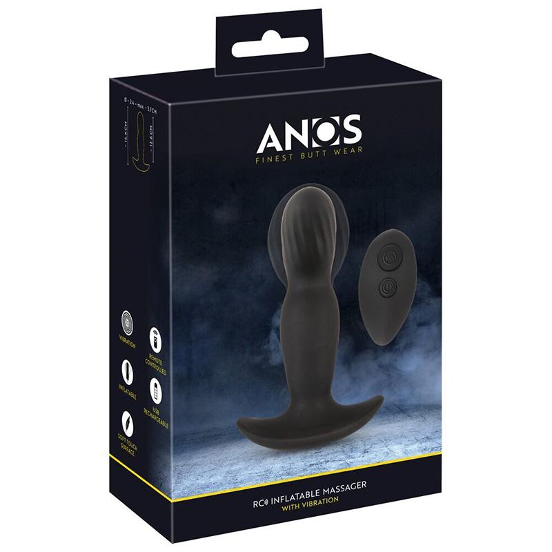 Analni vibrator na naduvavanje Inflatable Massager, 14.6cm, Crni