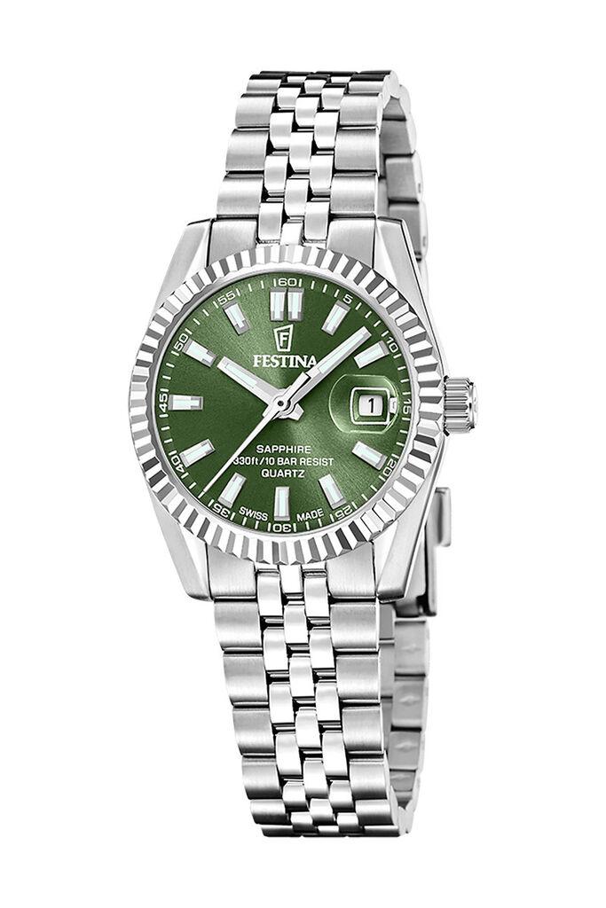 Festina Ženski kvarcni sat Swiss Made, Zeleno-srebrne boje