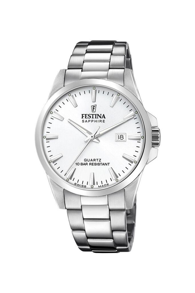 Festina Muški sat sa švajcarskim mehanizmom i safirnim staklom, Belo-srebrne boje