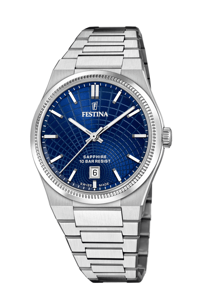 Festina Muški kvarcni sat Swiss Made, Plavo-srebrne boje