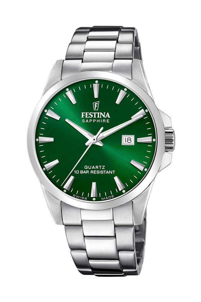 Festina Muški kvarcni sat Swiss Made, Zeleno-srebrne boje