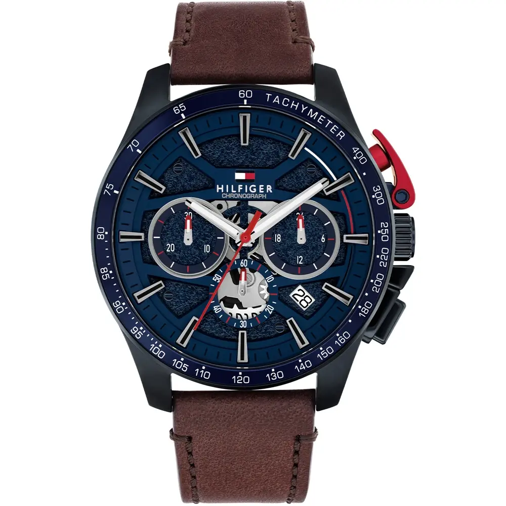 Tommy Hilfiger Muški hronograf kvarcni sat, Plavo-braon