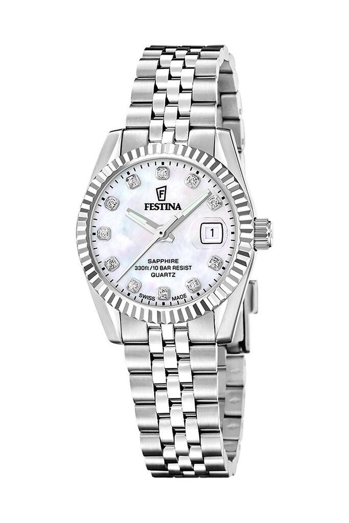 Festina Ženski kvarcni sat Swiss Made, Srebrne boje