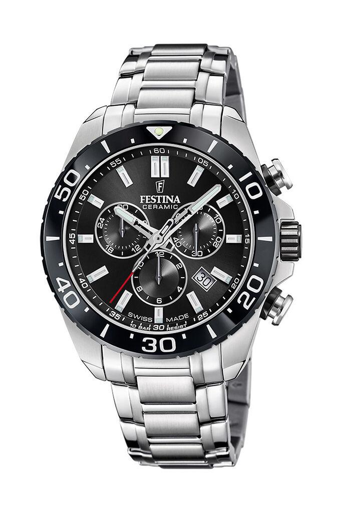 Festina Muški kvarcni sat Swiss Made, Crno-srebrne boje