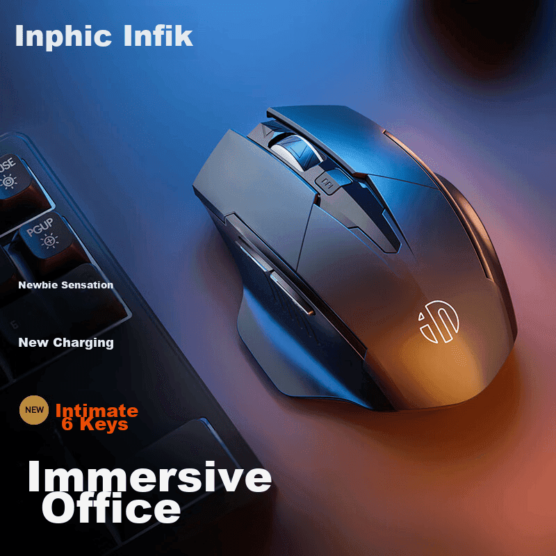INPHIC Bežični F1 miš, Ergonomski, Type-C, Crni