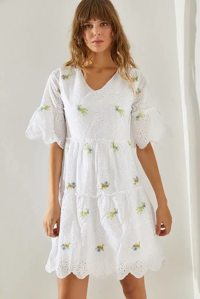 Bianco Lucci Ženska haljina 40861026, Mini, Belo-zelena