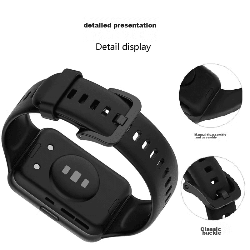 CHENSONG Zamenski kaiš za Huawei Band/Watch Fit 2, Crni