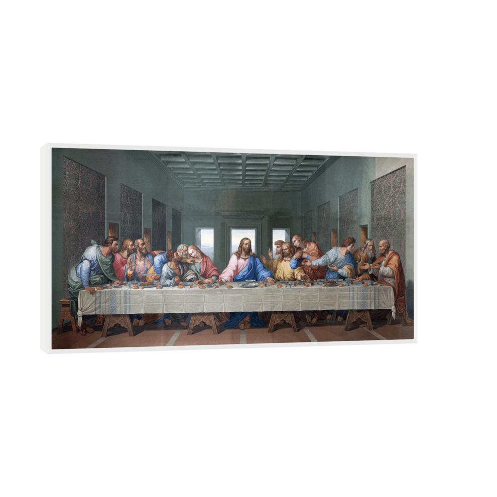 Canvas Slika na platnu Tajna večera, Leonardo da Vinci, Sa ramom, 100 x 50 cm, Beli