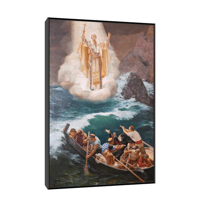 Canvas Slika na platnu Sveti Nikola spašava brodolomnike, Uroš Predić, Sa ramom, 30 x 45 cm, Crni