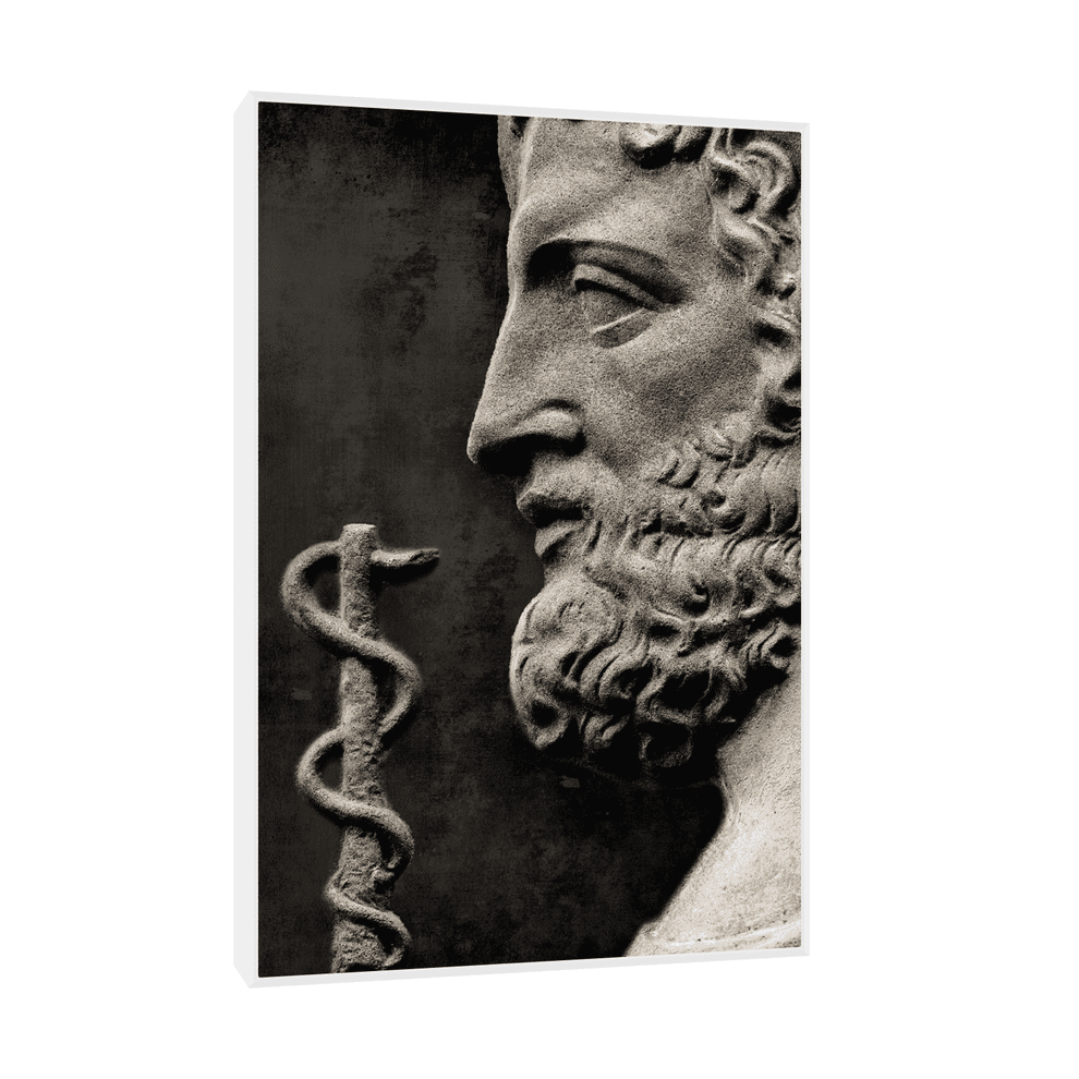 Canvas Slika na platnu Grčki bog lečenja Asclepius, Sa ramom, 100 x 150 cm, Beli