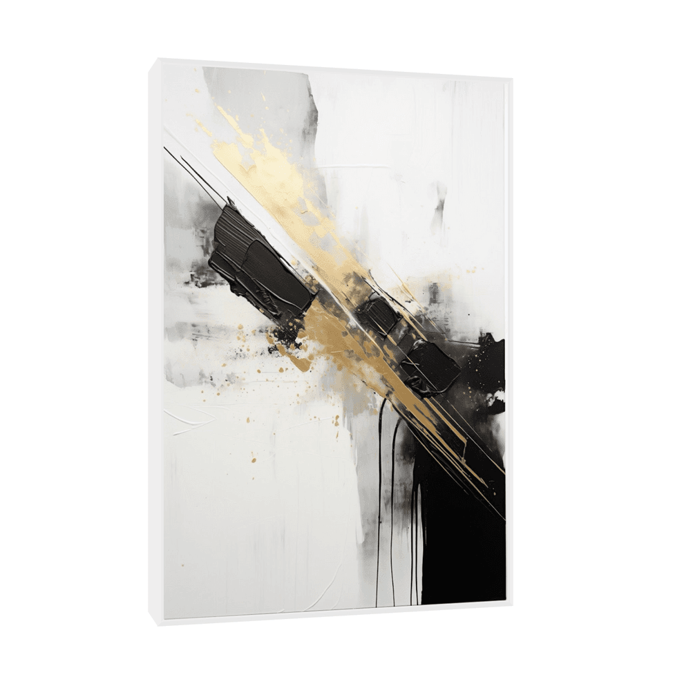 Canvas Slika na platnu Crno i zlatno, Sa ramom, 100 x 150 cm, Beli