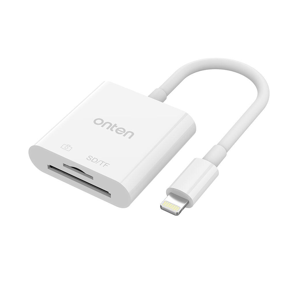 Onten Adapter čitač kartica OTN-CR202, Lightning na SD/TF, Beli