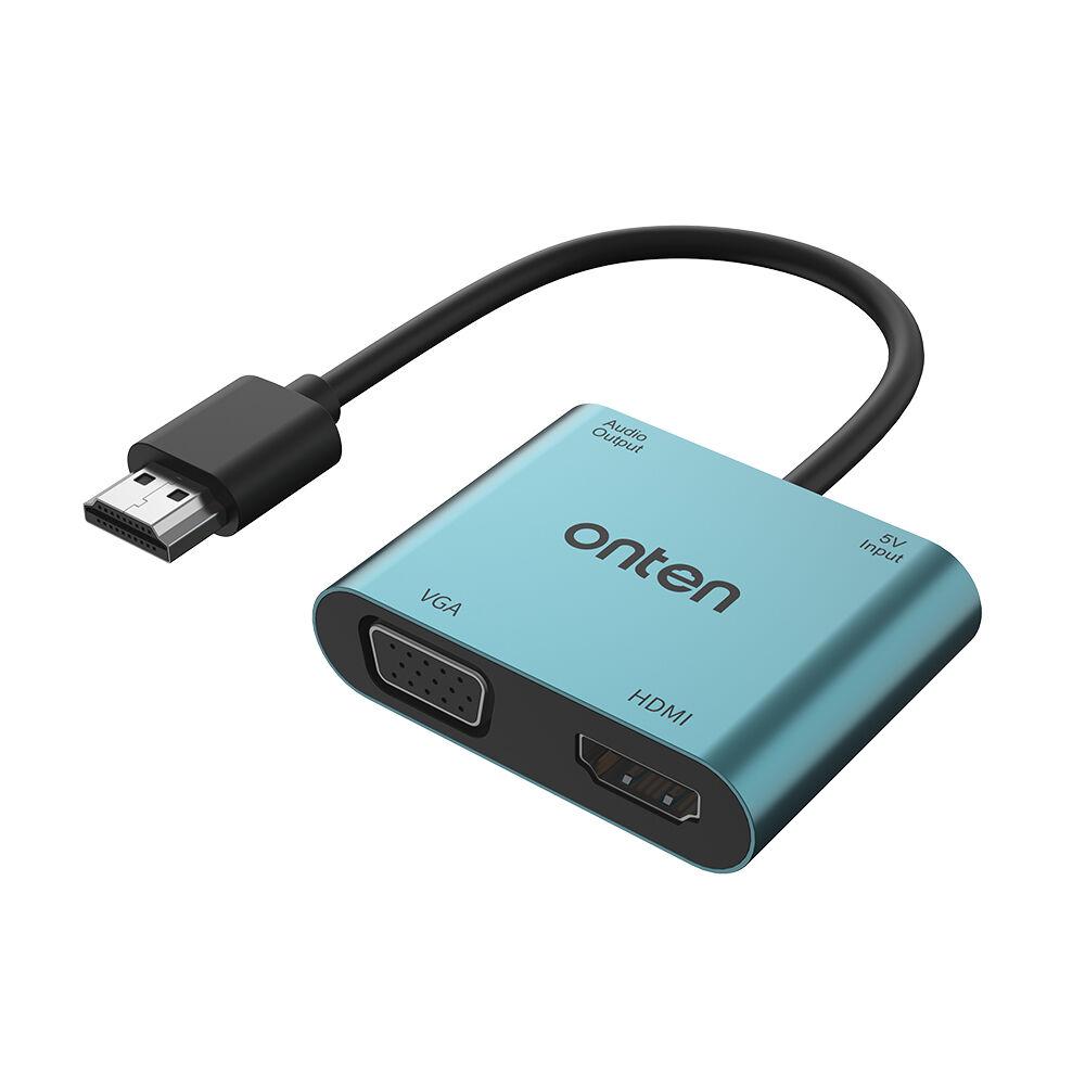 Onten Adapter OTN-5166HV, 4u1, HDMI, VGA, USB Type-C, 3.5 mm, 17 cm