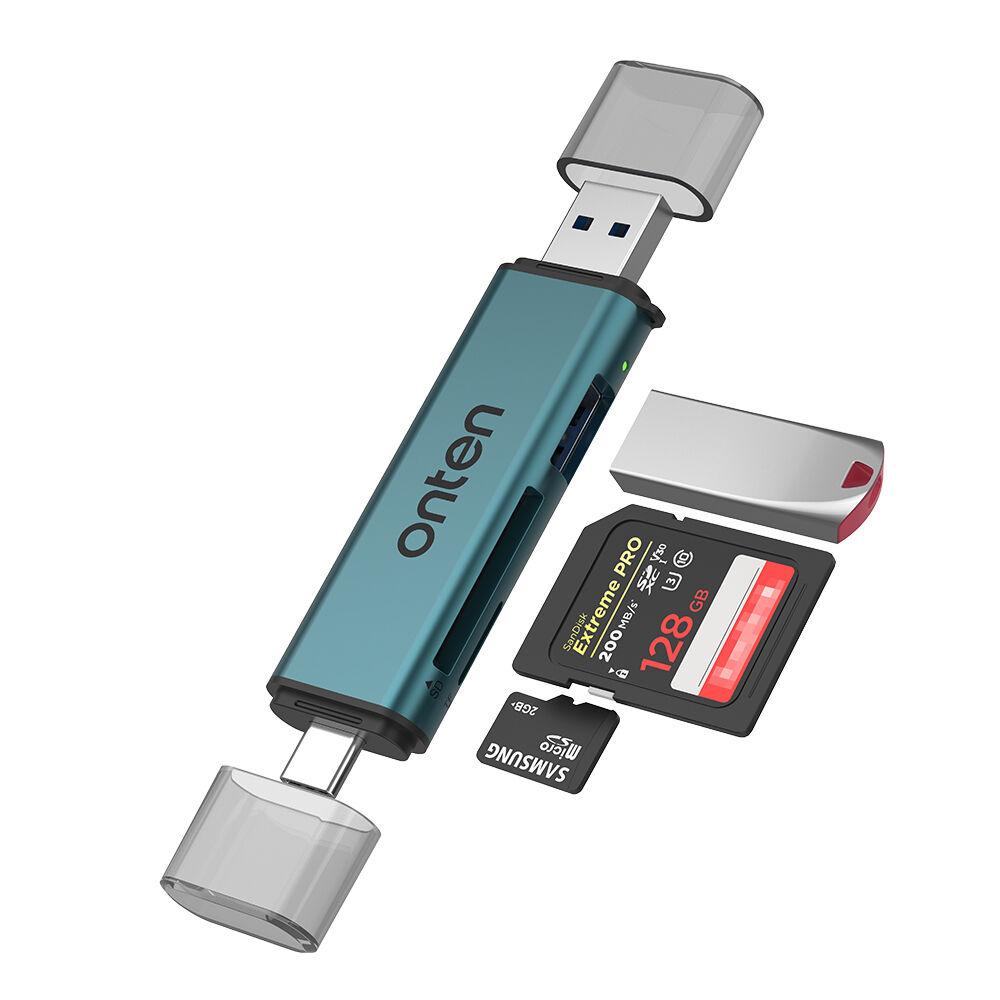 Onten Adapter čitač kartica OTN-CR537, 3u2, USB-A, USB Type-C na SD/TF, USB 2.0