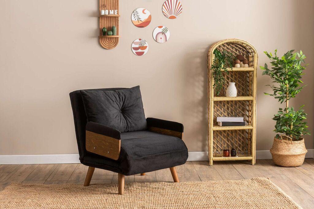 Atelier del Sofa Fotelja na razvlačenje Cosmo, 190x70x82cm, Crna