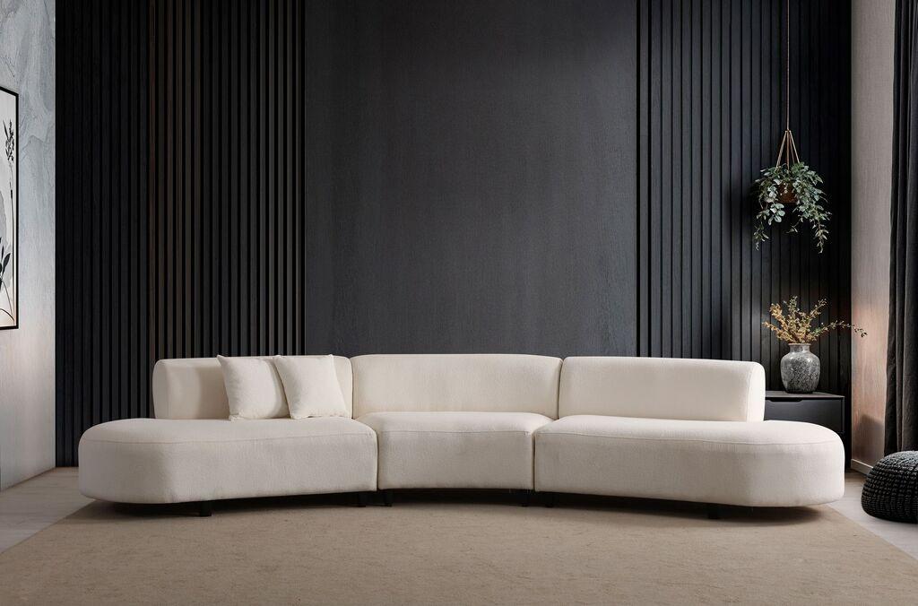 Atelier del Sofa Ugaona garnitura Pars Cream, 100x70x390 cm, Bež